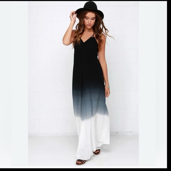 LULU’S Fade Secret Black Ombré Maxi Dress XS - Picture 1 of 7